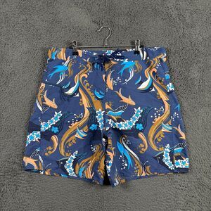 Patagonia Board Shorts Mens 35 Blue Fish Print Drawsting 9" Inseam Beach Swim